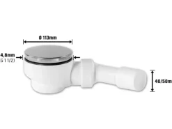 Ablaufgarnitur für Duschwanne Ø 44,8 mm (G 1 1/2) Weiß
