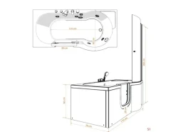 AcquaVapore Seniorendusche und Wanne mit Whirlpool S12D-TH-AIR-L-EC Dusche 170x8