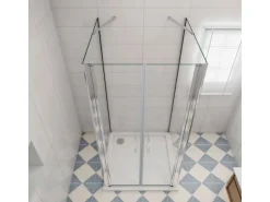 AICA U-Duschkabine Doppeltür 120x195cm Drehtür Duschtür 6mm Nano Glas mit 70x70x195cm Seitenwand