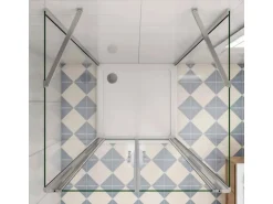 AICA U-Duschkabine Doppeltür 120x195cm Drehtür Duschtür 6mm Nano Glas mit 70x70x195cm Seitenwand