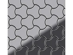 ALLOY Mosaik Fliese Massiv Metall Edelstahl Hochglanz Grau 1,6mm Ubiquity-s-s-m 1 Paket mit 10 Matten 0,75 m2 Grau