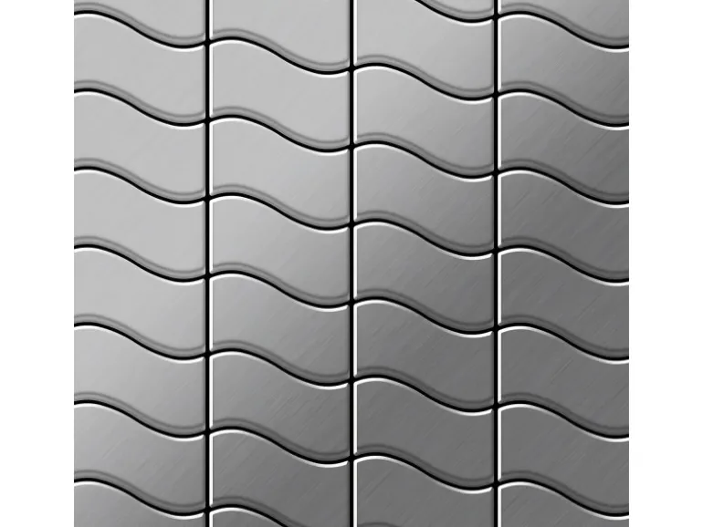 ALLOY Mosaik Fliese Massiv Metall Edelstahl Gebürstet Grau 1,6mm Stark Flux-s-s-b, 1 Paket mit 10 Matten 0,86 m2 Grau