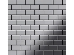 ALLOY Mosaik Fliese Massiv Metall Edelstahl Hochglanz Grau 1,6mm House-s-s-m 1 Paket mit 10 Matten 0,98 m2 Grau