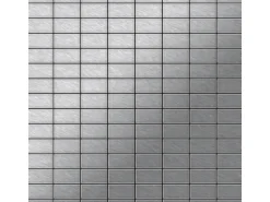ALLOY Mosaik Fliese Massiv Metall Edelstahl Marine Gebürstet Grau Bauhaus-s-s-mb 1 Paket mit 10 Matten 1,05 m2 Grau