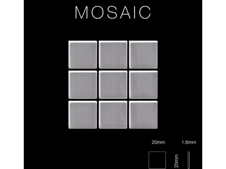 ALLOY Mosaik Fliese Massiv Metall Edelstahl Gebürstet Grau 1,6mm Stark Diamond-s-s-b 1 Paket mit 10 Matten 0,91 m2 Grau