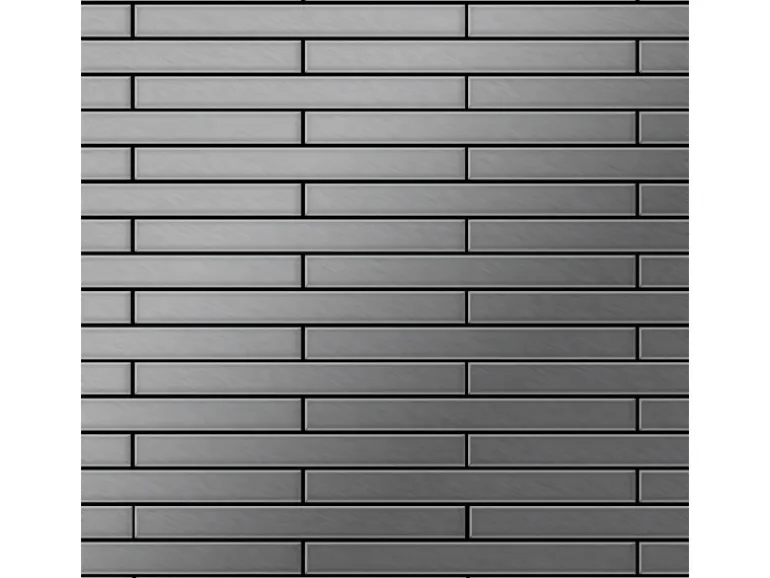 ALLOY Mosaik Fliese Massiv Metall Edelstahl Gebürstet Grau 1,6mm Stark Avenue-s-s-b 1 Paket mit 10 Matten 0,74 m2 Grau