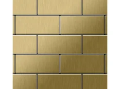 ALLOY Mosaik Fliese Massiv Metall Titan Gebürstet Gold 1,6mm Stark Subway-ti-gb 1 Paket mit 50 Matten 0,58 m2 Gold