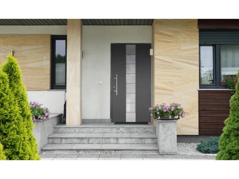 Aluminium-Haustür Moderno M310 Premium Anthrazit Metallic 110 cm x 210 cm DIN L