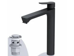 AM.PM Waschtischarmatur Hoch mit Klick-Ablaufgarnitur Hit Wasserhahn Bad, Mischbatterie FTA92222 Schwarz