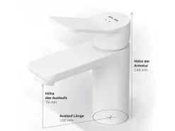 AM.PM Waschtischarmatur mit Klick-Ablaufgarnitur, Waschbecken Armatur, Mischbatterie FXA82133 X-Joy Wasserhahn Bad Weiß