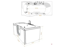 AquaVapore Seniorenwanne mit Tür Whirlpool S12-AIR-R Badewanne 85x170cm