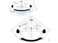 AquaVapore Whirlpool Pool Badewanne Wanne W05H-TH-SC 140x140cm