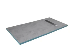 Aurlane befliesbares Showerboard 90 x 160 Ablaufkanal Silber