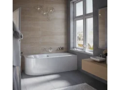 Bad Land Badewanne Eckwanne AVITA 170x75 Rechts Mit AcrylSchürze Ablauf Füße