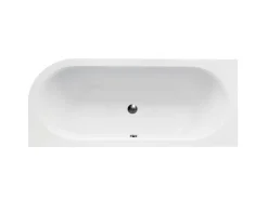Bad Land Badewanne Eckwanne AVITA 180x80 Links + Acrylschürze + Bambus Badewannenablage + Kopfstütze KODI Ablauf Füße