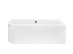 Bad Land Badewanne Eckwanne AVITA 170x75 Rechts + Acrylschürze + Bambus Badewannenablage + Kopfstütze KODI Ablauf Füße
