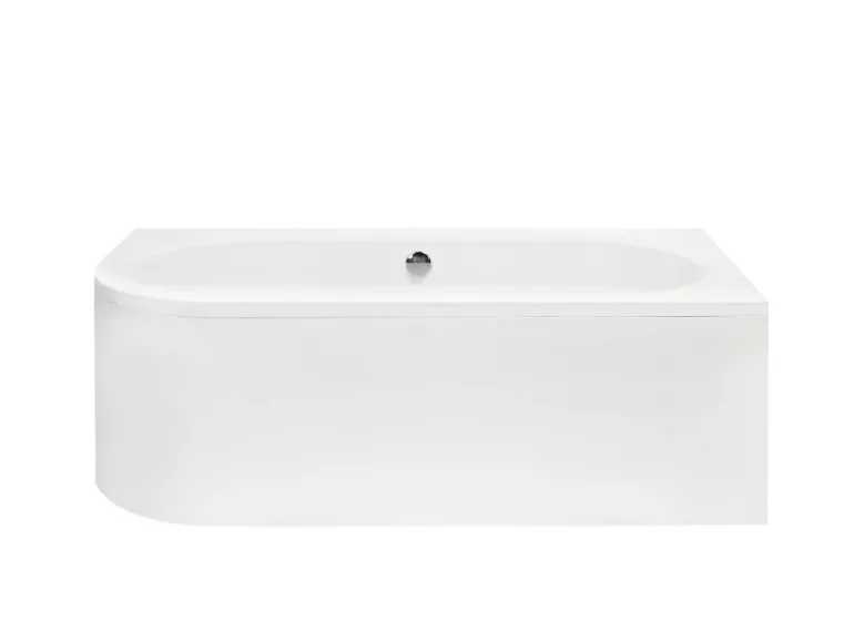Bad Land Badewanne Eckwanne AVITA 170x75 Rechts + Acrylschürze + Bambus Badewannenablage + Kopfstütze KODI Ablauf Füße