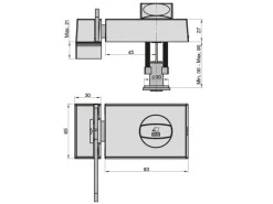 Basi - Türzusatzschloss - KS 500 - Dornmaß 45 mm - Silber - Käntige Ausführung - 2-Tourig -mit Sperrbügel - 1304-0205