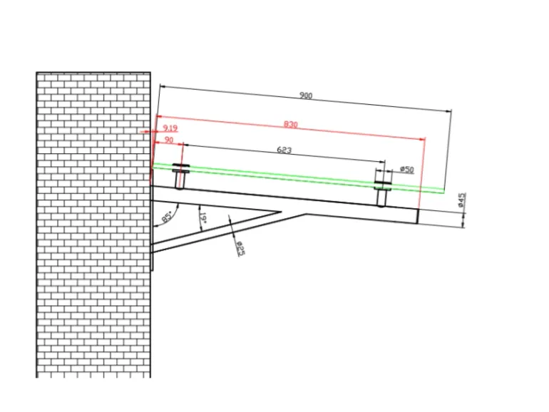 Dein Bau Projekt Glasvordach Elbrus Grauglas VS-Glas 225 x 90 cm