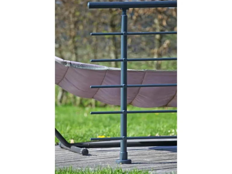 Dieda Geländerset Aluminium Anthrazit waagerechte Rundstäbe 120 cm x 150 cm