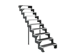 Dolle Außentreppe Gardentop Anthrazit 10 Gitterroststufe 80 cm Ohne Geländer