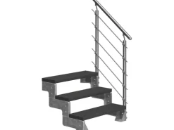 DOLLE Außentreppe Gardentop 3 TRIMAX-Stufen 100 cm anthrazit + Geländer