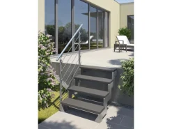 DOLLE Außentreppe Gardentop 3 TRIMAX-Stufen 100 cm anthrazit + Geländer
