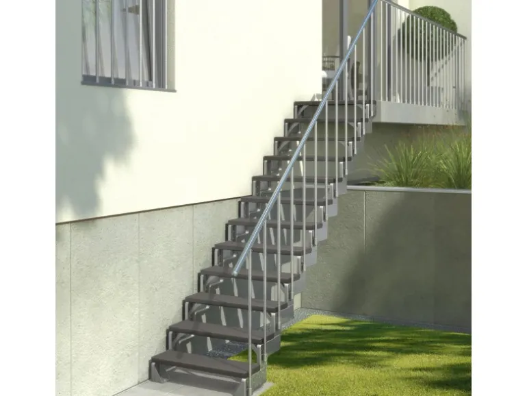 Dolle Außentreppe Gardentop 12 Trimax-Stufen 80 cm Anthrazit + Alu-Geländer