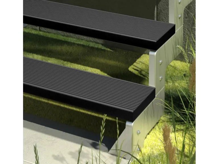 Dolle Außentreppe Gardentop 13 Trimax-Stufen 100 cm Anthrazit + Alu-Geländer