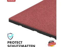Floordirekt Fallschutzmatte Elastikmatte Fallschutzplatte mit Drainage 50 x 50 x 3,5 cm Rot