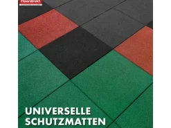 Floordirekt Fallschutzmatte Elastikmatte Fallschutzplatte mit Drainage 50 x 50 x 3,5 cm Rot