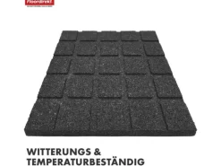Floordirekt Fallschutzmatte Elastikmatte Fallschutzplatte mit Drainage 50 x 50 x 3 cm Schwarz