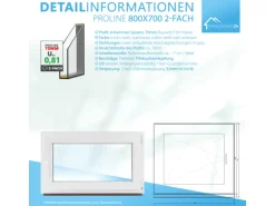 Framelux Kunststofffenster Proline Anthrazit 2-Fach Verglasung 800 x 700 mm Linksanschlag