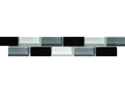 Glasbordüre Brick Schwarz Grau 5 cm x 25 cm