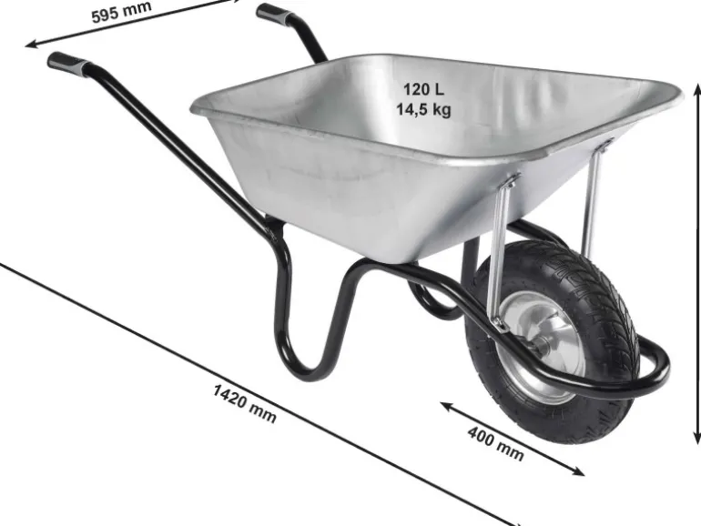 Haemmerlin Einrad-Schubkarre 120 l Muldenvolumen 200 kg Traglast verzinkt