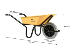 Haemmerlin Schubkarre Bau Plus 100 l PU-Rad Lackiert
