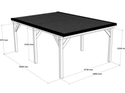 Holzbrüder Carport Ralf 24m² Anthrazitgrau-Dunkelgrau