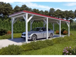 Holzbrüder Carport Ralf 26m² Reinweiß-Rot