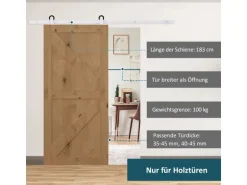 HOMCOM Schiebetür-Beschlagsatz Kohlenstoffstahl 183L x 4B x 0,6H cm Weiß