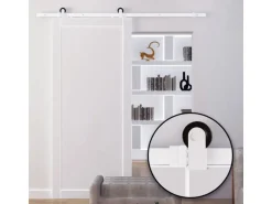 HOMCOM Schiebetür-Beschlagsatz Kohlenstoffstahl 183L x 4B x 0,6H cm Weiß