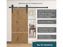 HOMCOM Schiebetür-Beschlagsatz Kohlenstoffstahl 200L x 4B x 0,6H cm Braun