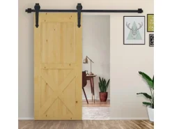 HOMCOM Schiebetüren-Beschlagsatz Kohlenstoffstahl 200L x 4B x 1H cm Schwarz