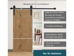 HOMCOM Schiebetüren-Beschlagsatz Kohlenstoffstahl 200L x 4B x 1H cm Schwarz