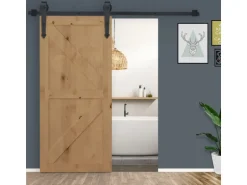 HOMCOM Schiebetüren-Beschlagsatz Kohlenstoffstahl 200L x 4B x 1H cm Schwarz