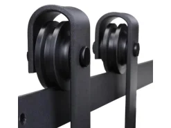 HOMCOM Schiebetüren-Beschlagsatz Kohlenstoffstahl 200L x 4B x 1H cm Schwarz