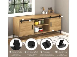 HOMCOM Schiebetürsystem für Doppelte Holztüren 183 x 0,6 x 18 cm
