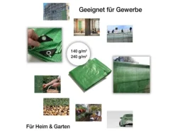 KARAT Abdeckplane Leno Extra Reißfest Wasserdicht mit Ösen 240 g/m² Grün 6 x 10 m