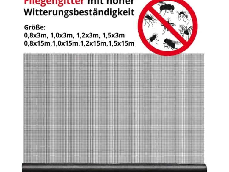 KARAT Fliegengitter für Fenster und Türen Zuschneidbar Reißfest 1 x 15 m