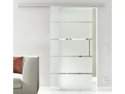 Levidor Glasschiebetür Komplettset 102,5 x 205 cm Berlin Aluminium mit Stangengriff