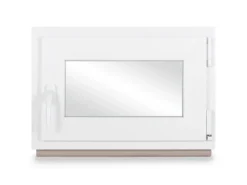 Neruli Kellerfenster Kunststoff Weiß Dreh-Kipp 85x55 cm BxH DIN Rechts 2 -Fach Glas Dichtung Grau